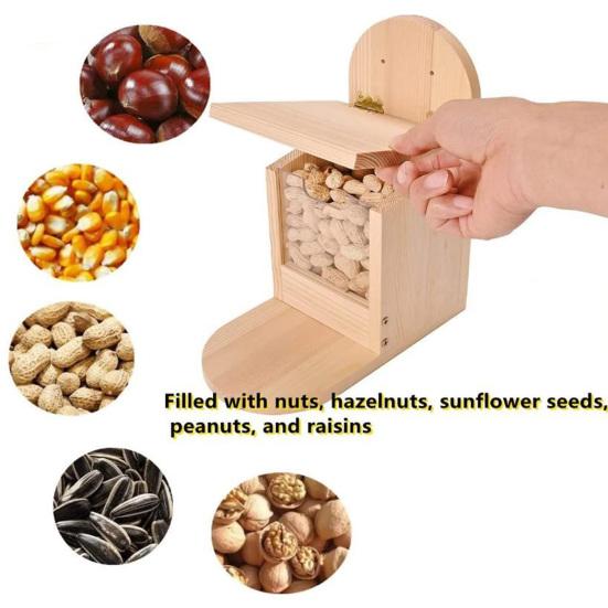 Capac de îndepărtare creativ Hrănitor pentru veverițe ecologice Hrană pentru păsări din lemn Accesorii pentru animale de companie
