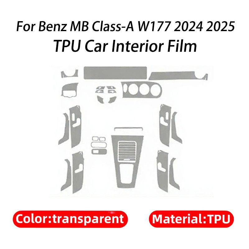 TPU Interior Film for Mercedes Benz MB A-Class W177 2024 2025 Car Center Console Navigation Anti-scratch Protective Film