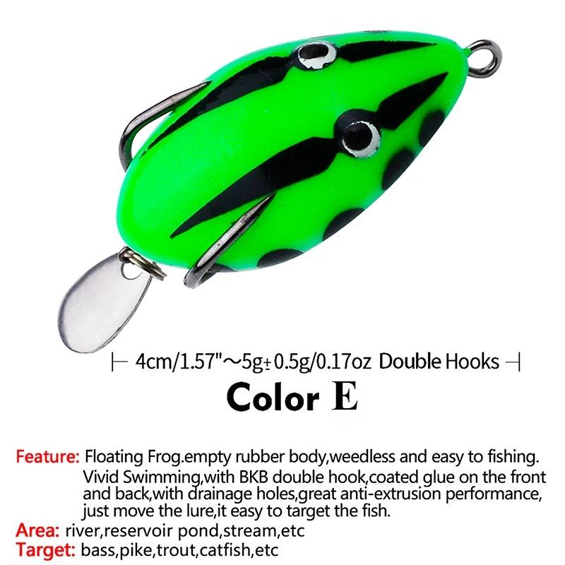 

Поверхностные лягушачьи приманки Реалистичный силиконовый набор приманок для окуня Плавающие лягушачьи приманки для рыбалки на щуку, змееголова, лосося, форель и сома Color E,3PCS