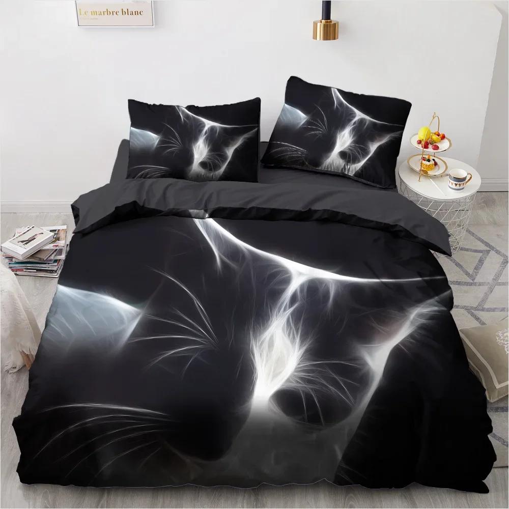 

Print 3d King-Sized Dimensionsd Dimensions Beding Set Home Textile Pet Cats,Dogs, Wolf Animal Soft Duvet Cover Set Clasic Black plus White Beding Set 100*200cm Single