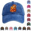 Boné de Beisebol de Algodão Lavado com Topo Mole Desgastado Estampado Chapéu Jeans para Homens, Chapéu Retrô Europeu e Americano