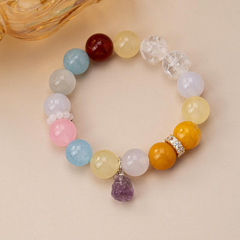 Aquamarine powder crystal bracelet handmade round bead color crystal bracelet popular jewelry new simple bracelet women