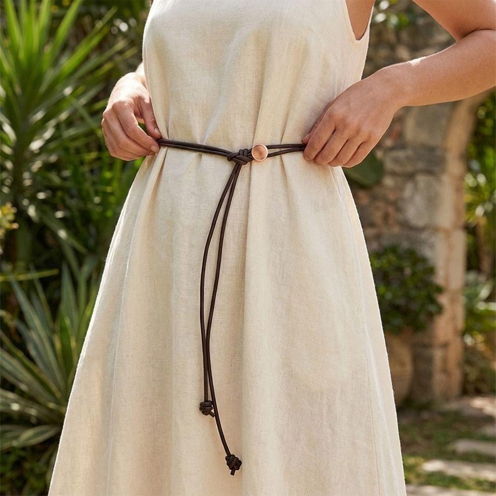 Verstellbare Seilgürtel Weiches PU-Leder Taillengeflecht Krawatte Modischer Taillengürtel Damen Dame Mädchen