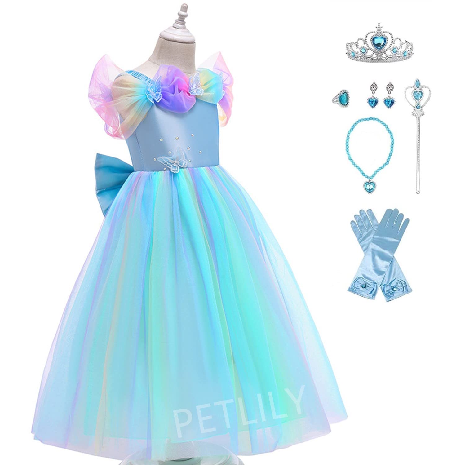 

Платье принцессы для детей Принцесса Одно длинное нарядное День рождения Сердце Магические перчатки в комплекте [PETLILY] Дети, Косплей, Костюм, Штука, Платье, Девочки, Хэллоуин,