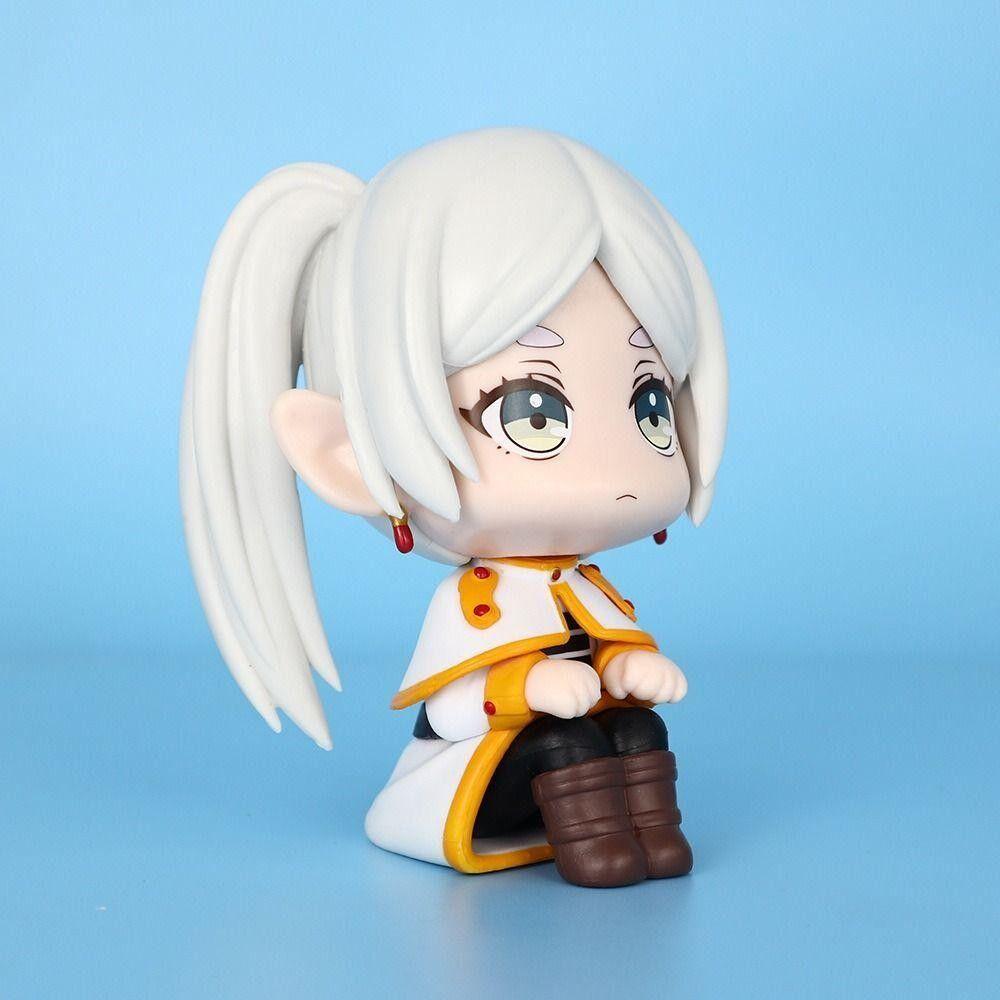 11CM Anime Sousou No Frieren Frieren Figure Look Up Doll Fern Cute Model Sitting Posture Toy Collection Aciton Figure Doll