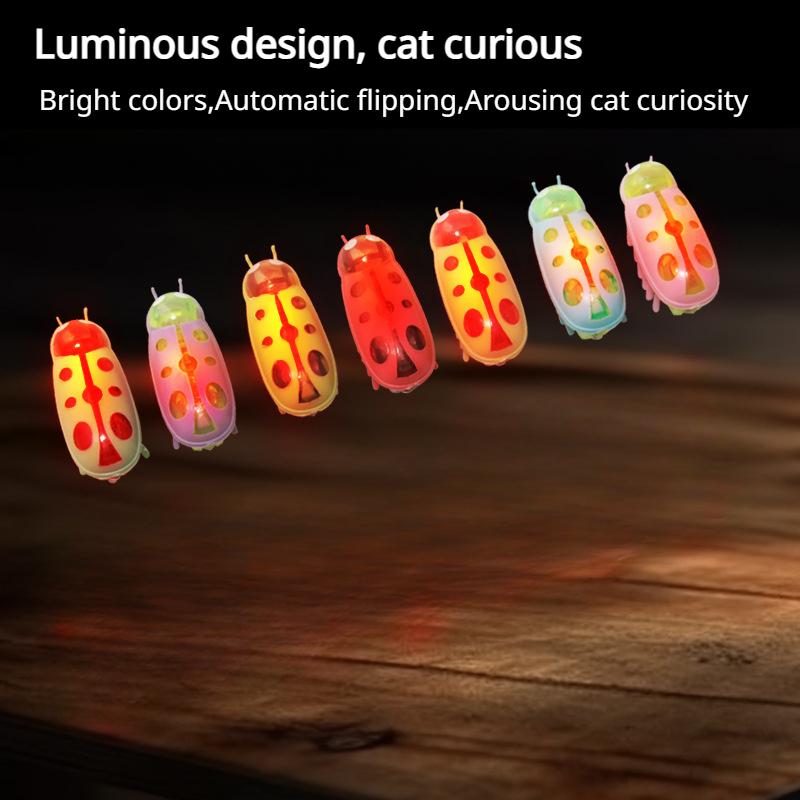 Cat Toys Luminescence Electric Worms Pet Interactions Insects Beetle Micro Worms Automatic Flipping Obstacle Avoidance Plaything