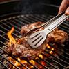Stainless Steel Serving Tongs Heavy-Duty Food Tongs with Grip 3-Line Slotted Head Cooking Tong for BBQ Buffet Kitchen