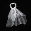 Bride Crown Bridal Feather Headbands Women Wedding Veil Korean Bride Headwear LED Light Bride Veil