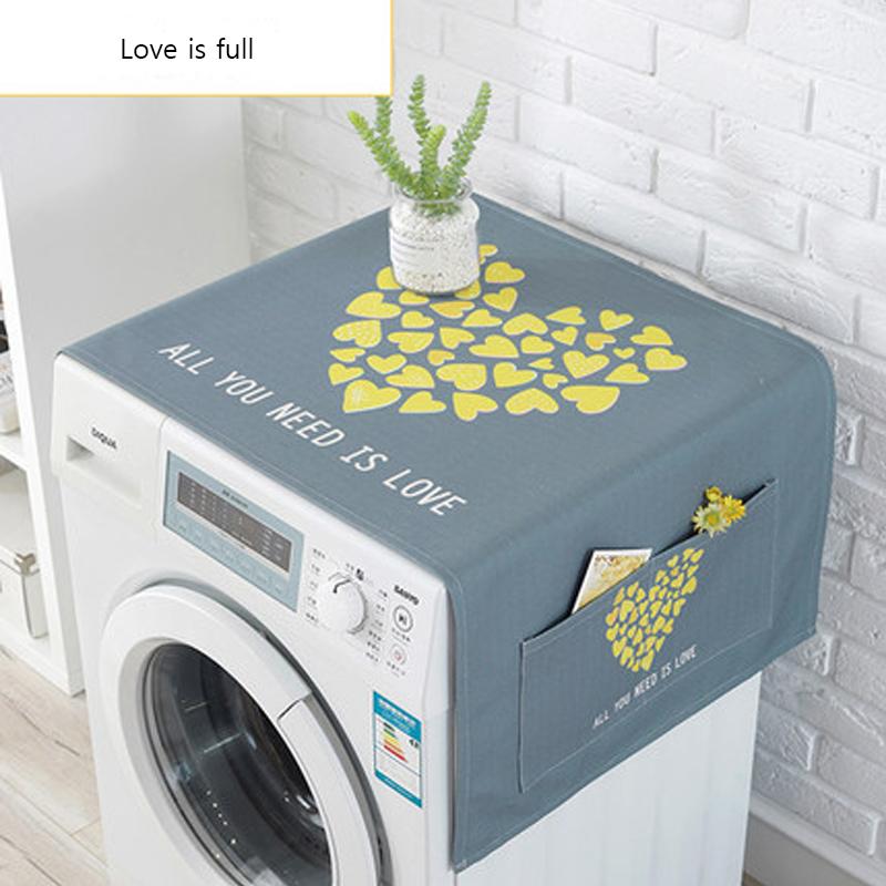 Geometric Cotton Linen Waterproof Dust Covers Washing Machine Covers Refrigerator Organizer Fridge Dust Cover Home Decor Lavador