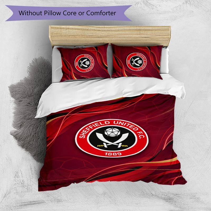 Set Lenzuola Stampato Sheffield United Football 3 Pezzi, Comodo Set Copripiumino per Camera da Letto Amico della Pelle
