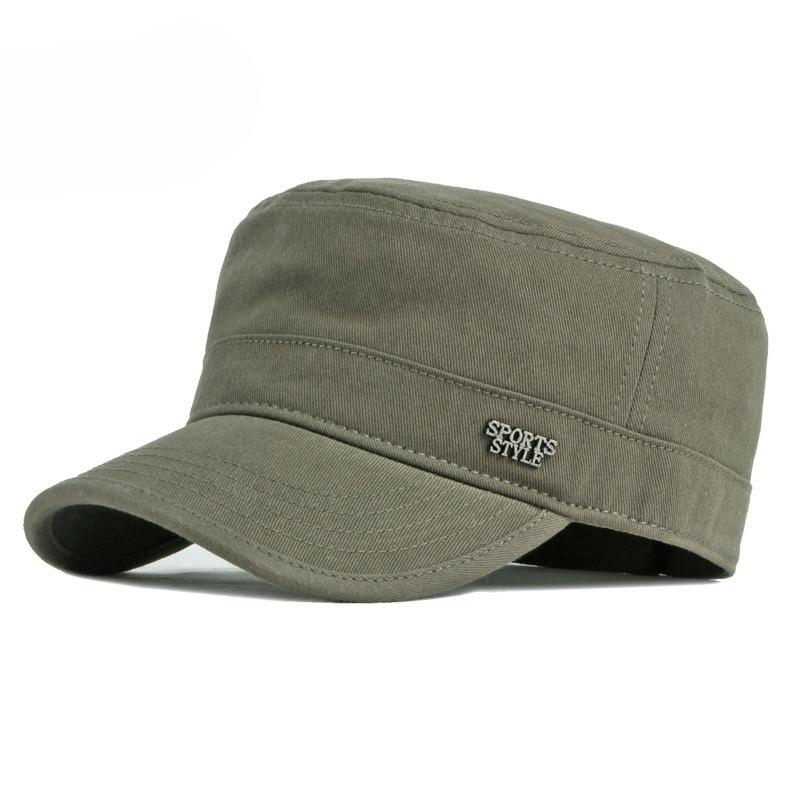 

Men s Flat Top Military Cap Cotton Breathable Cadet Hat Korean Style Outdoor Sports Sun Protection Peaked Cap Casual Army Hat 55-60cm армія зелений колір