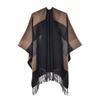 Ladies tassel plaid shawl ethnic cape autumn and winter Xinjiang northwest travel photo cape thickened scarf