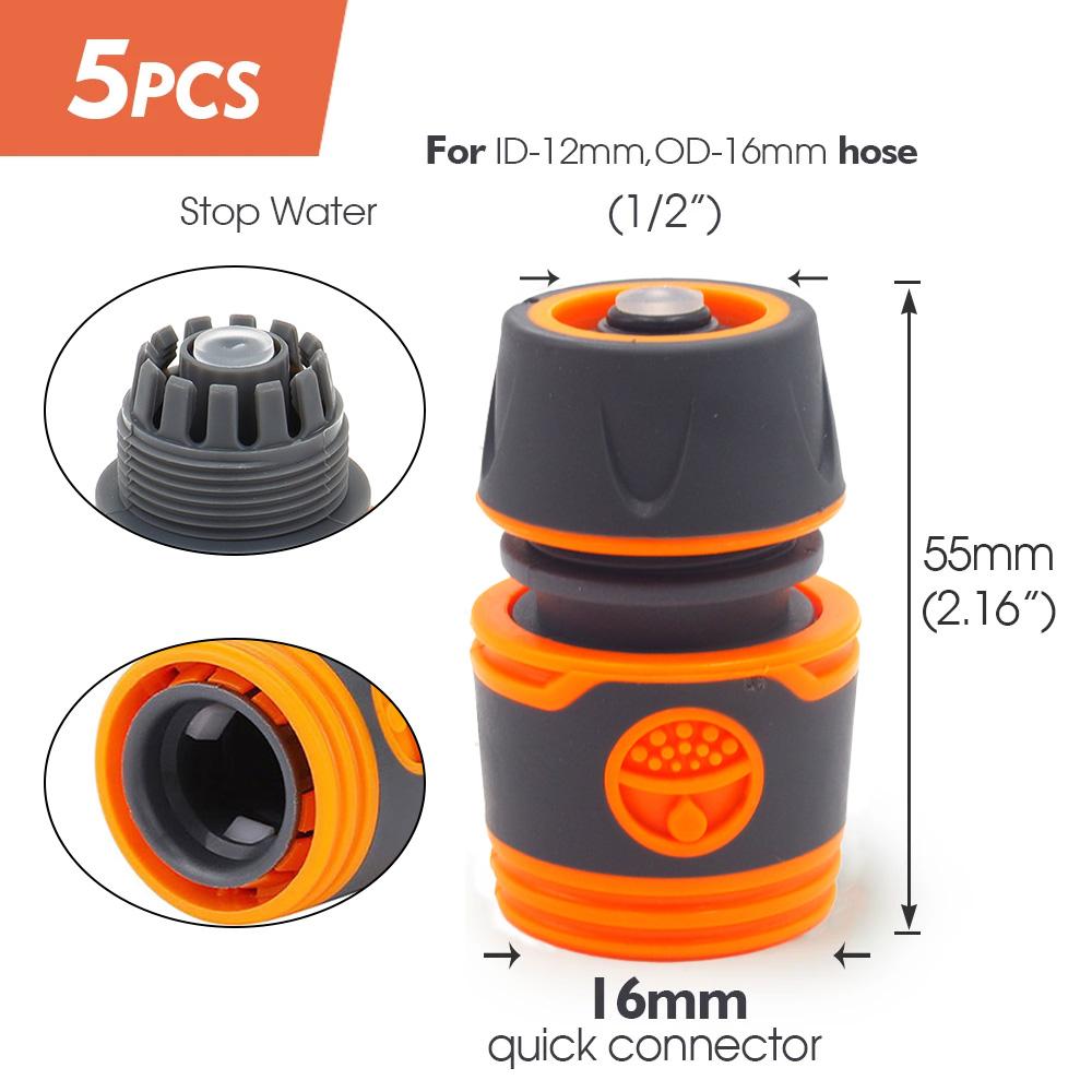 

5PCS 1/2 3/4 Garden Hose Quick Connector for Repair Extender Water Tube Joint 12mm 16mm Irrigation Pipe Coupling Adapter Other