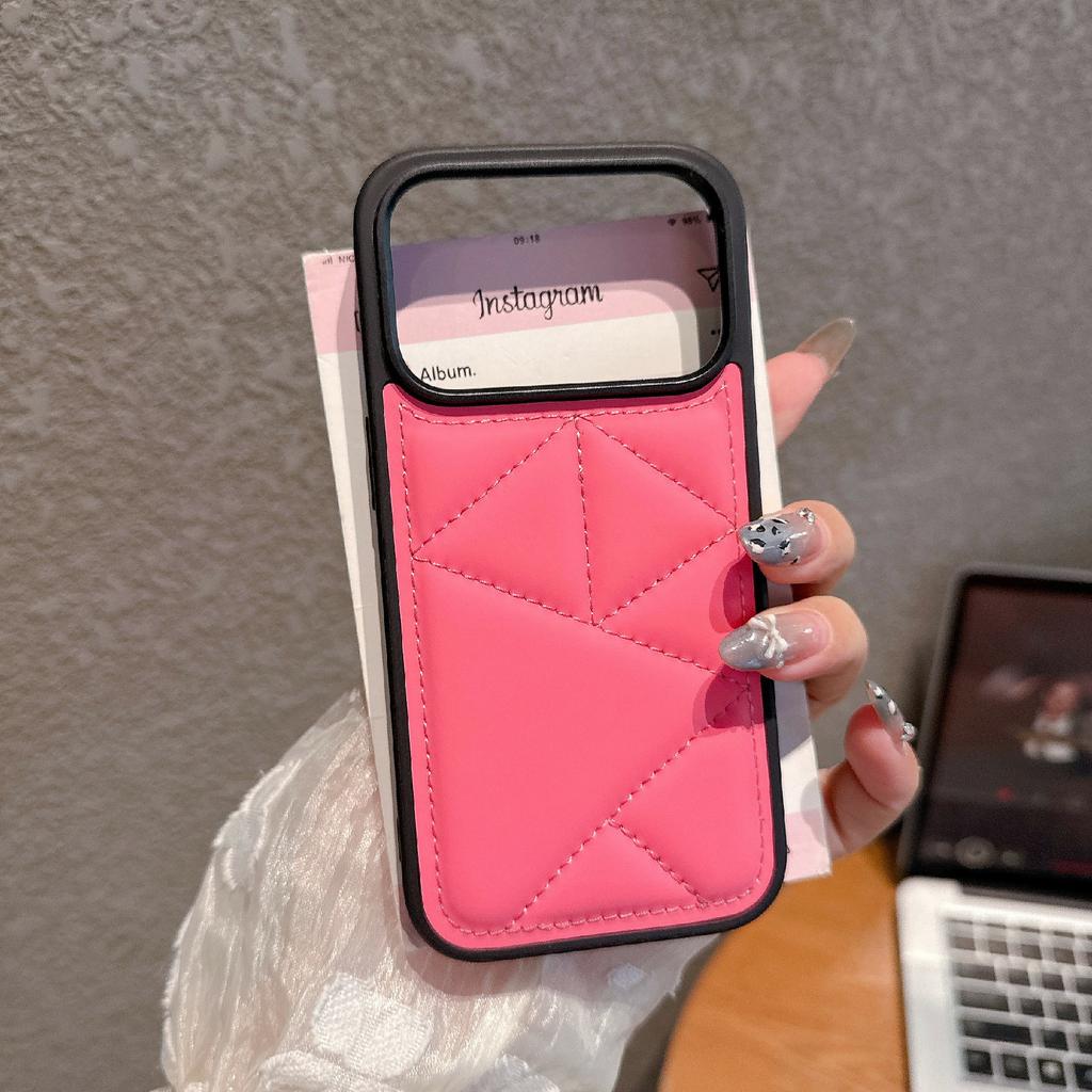 Für iPhone 17 Pro Hülle Dreieck Stepp Daunenjacke Design PU Leder TPU Handyhülle