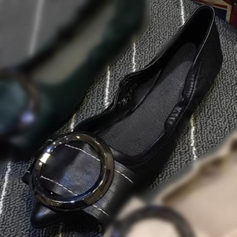 Fashion Fashion Metal Decoration Soft Sole Flat Sandals Women Sexy Pointed Toe Shallow Mouth Designer Shoes Comfort Non-slip Office Shoe