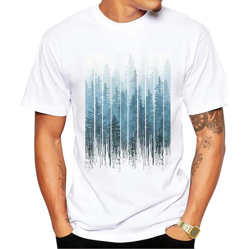TEEHUB New Arrival 2019 Fashion Grunge Dripping Turquoise Misty Forest Print Men T-Shirt Short Sleeve O-Neck Tops Hipster Tee