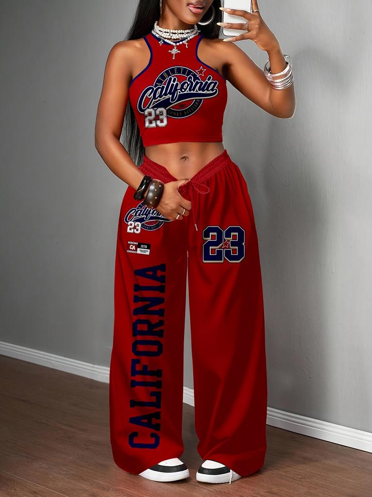 Completo Pantaloni con Gilet da Riposo da Donna, Top alla Moda Casual Slim Fit da Donna, Set di Pantaloni Larghi