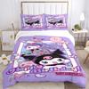 3pcs Kuromi's Birthday Celebration Quilt Set Cartoon Themed Bed Quilt Set Lovely Character Bedroom Decor Bed Quilt Set Four Seasons (1 Cover + 2P