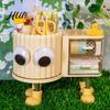 Children Stationery Organizer Cute Rotating Pen Holder with Drawer 2-in-1 Large Capacity Desktop Sorter for Kids Girls Multifunctional Storage