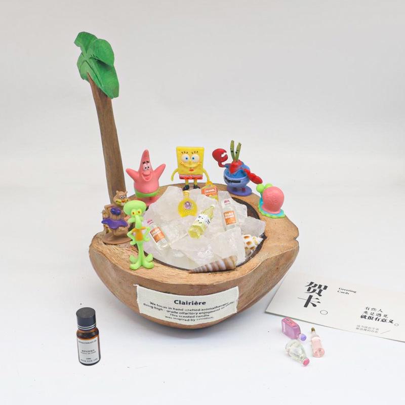 Flameless Coconut Shell Aromatherapy Candle Gift Box - Crystal Stone High-End Home Decor.