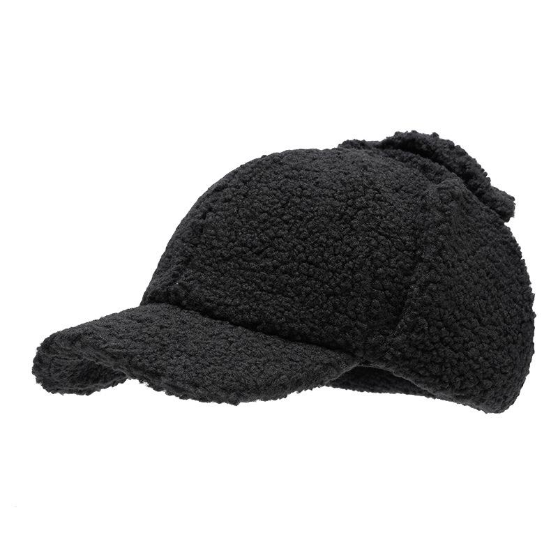Baseballcaps i lammeull Varm lue Damepluss Ensfarget Høst Vinter Ørebeskyttelseslue