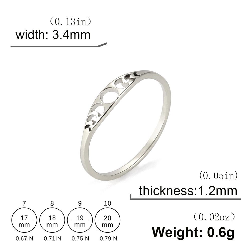 Titanium Steel Dual Tone Hollow Sun Moon Ring Elegant Personalized Fine Jewelry