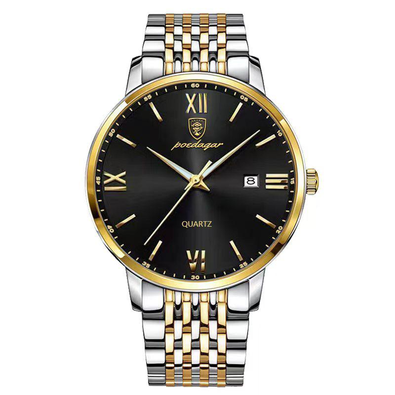 POEDAGAR Business Simple Men's Watch Stainless Steel Waterproof Date Men Watch High Quality Fashion Quartz Watches For Man Reloj