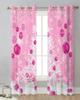 Winter Pink Christmas Ball Christmas Tree Snowflake Sheer Curtains Living Room Bedroom Kitchen Decor Window Voiles Tulle Curtain