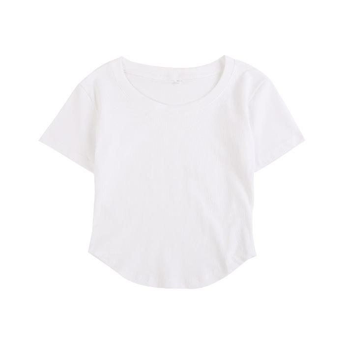 

Special offer, big goods, design sense, pure desire, sweet spice girl, sexy u-neck short-sleeved t-shirt, women s irregular short top S белый