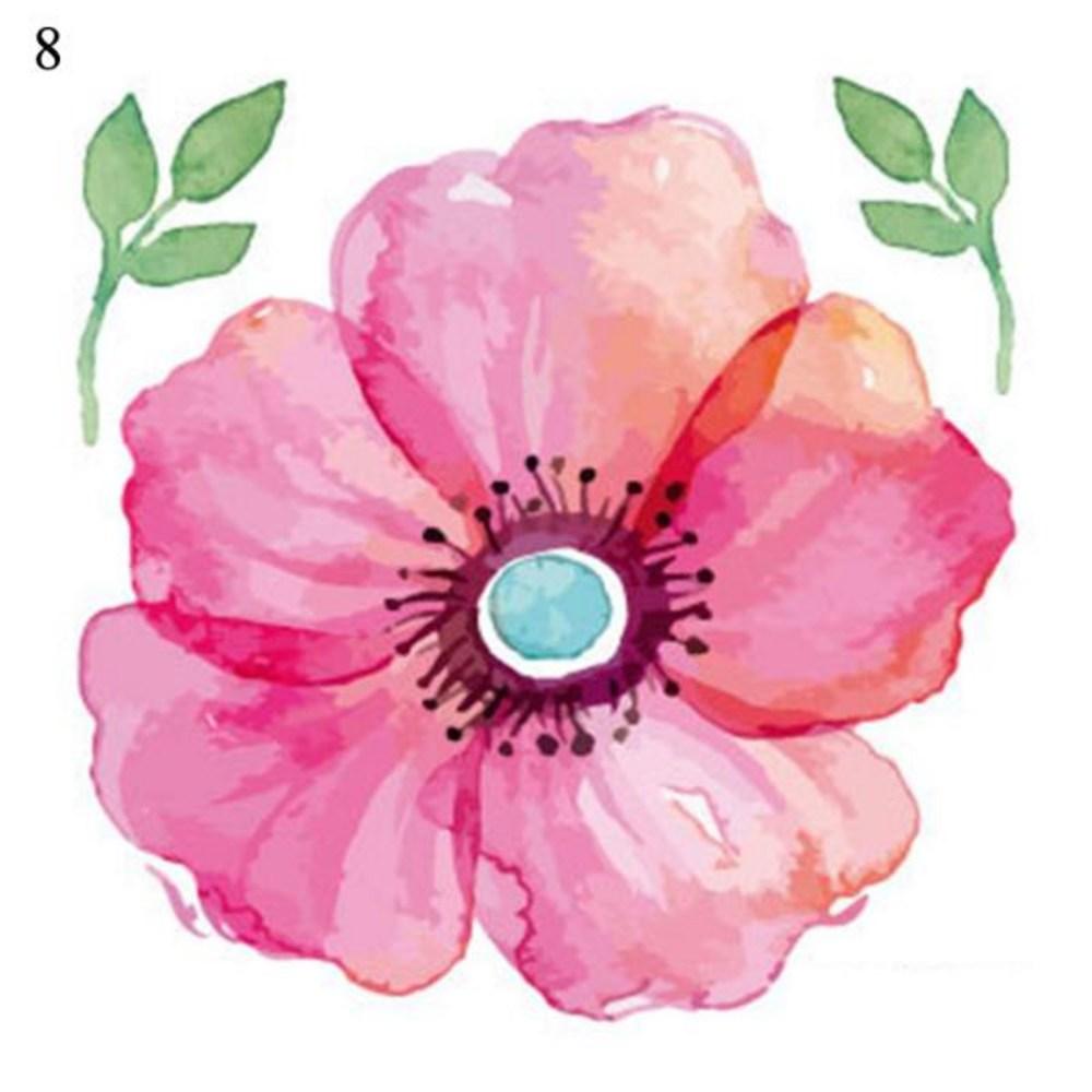 Henna Tattoo Sticker Tattoo Temporary Colorful Flower Water Transfer Waterproof Body Art Decoration Decal, 1 Piece