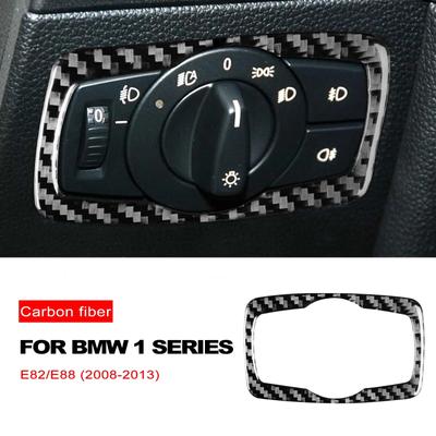 Pegatinas para Interruptor de Faros de Coche Para Serie 1 E81 E82 E87 E88 2008-2013 Fibra de Carbono Interior Accesorio Coche