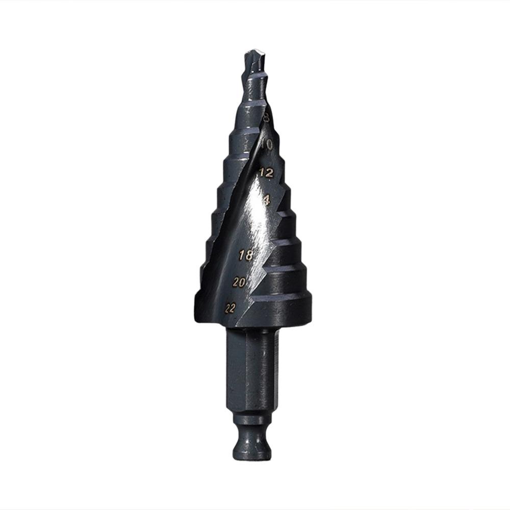 New Spiral Groove Step Drill Bit 4-20mm Wear-Resistant Punch Holes Drill Bit Faster Drilling Wood Metal Hole Opener