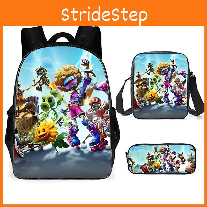 Vs Plants Zombies Kids School Backpack Threepiece Gift Set For Students Young
