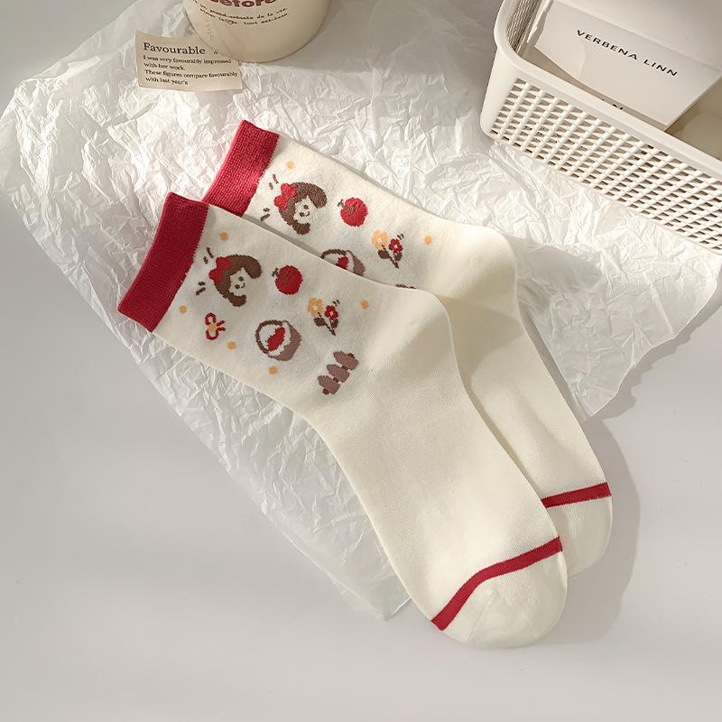 

Fairy Tale Town Women s Cotton Mid-Calf Socks – Cute Cartoon Design, Versatile for Spring and Autumn. One Size (Individual OPP Packaging)