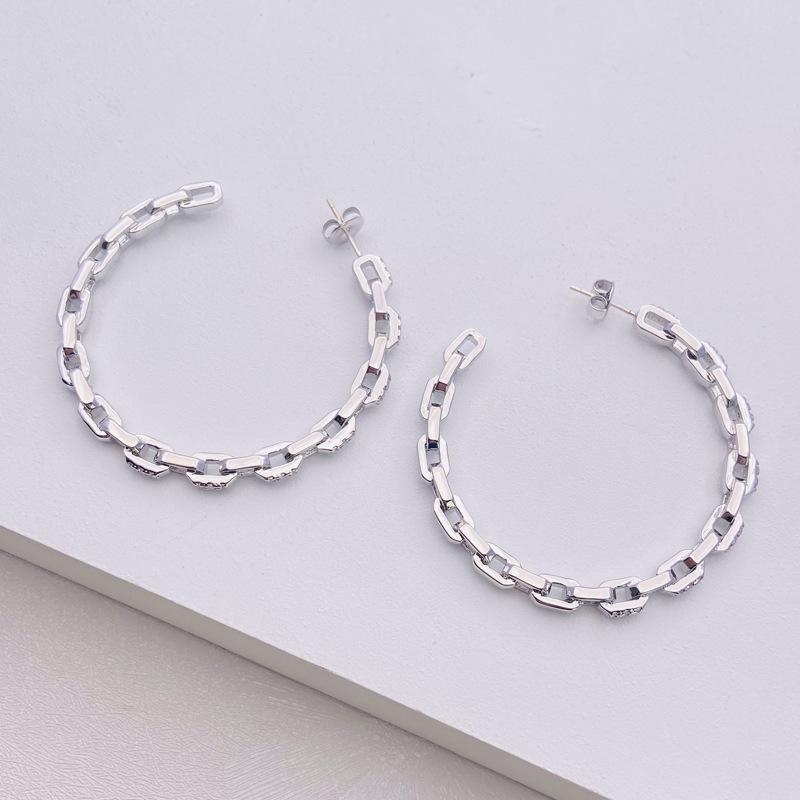 

Большие серьги-петли из циркония женские серьги холодный ветер 2025 серьги