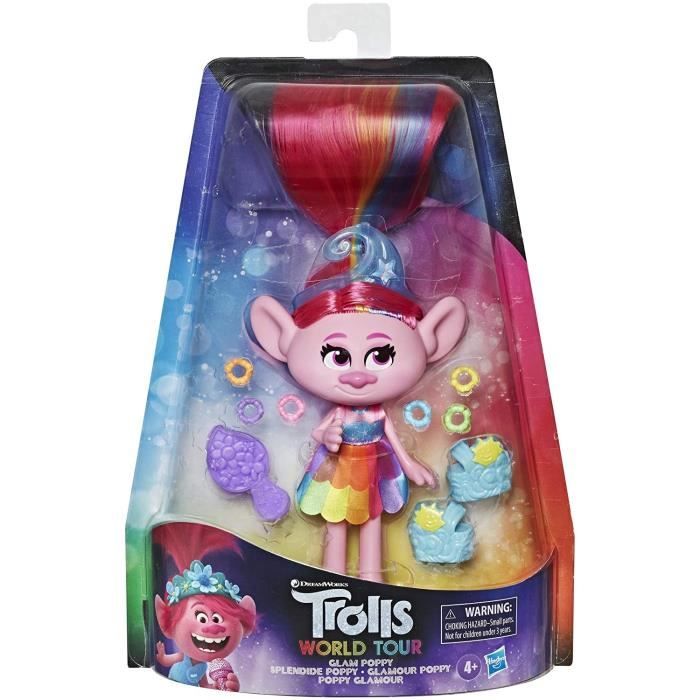 Figurine - HASBRO - Les Trolls 2 Tournée Mondiale - Poupée Deluxe Poppy - Mixte - 4 ans et plus