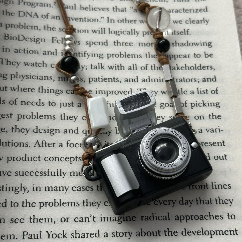 Collane Fotocamera Piccola Retrò Punk Luce Flash Ciondolo Mini Fotocamera Choker Catena Lunga Decorazione Regalo Catena Vintage per Maglione