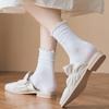 Schwarze Socken mit Ohrrand, Damen-Wadensocken, Weiße Dünne Trendige Sommer-Frotteesocken, Spitzensocken