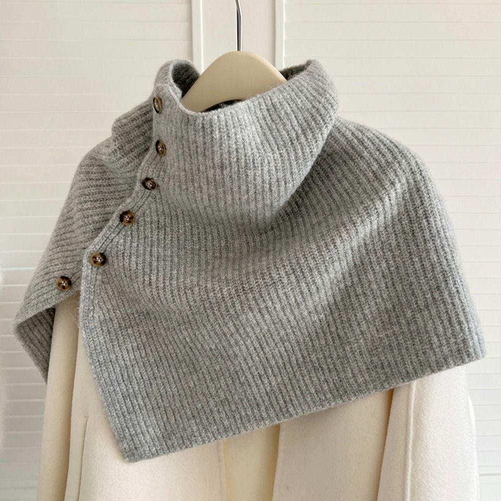 Warm Knitted Shawl Thicken Scarves Knitwear Simple High Neck Scarf Women