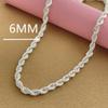 Trendy Silver-Plated 6MM Twisted Rope Herringbone Necklace, 18-24 Inches, Korean Style
