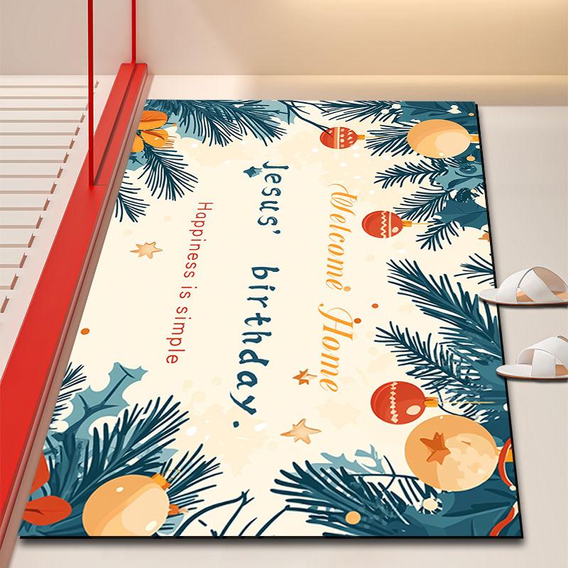 Christmas Atmosphere Diatom Mud Entry Door Floor Mat Porch Absorbent Quick Drying Non-slip Door Dirt Mat Household