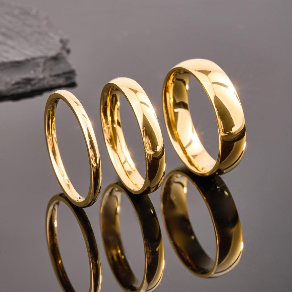18K Gold-Plated Titanium Steel Couples' Ring Set – Colorfast Wedding Bands for Men and Women