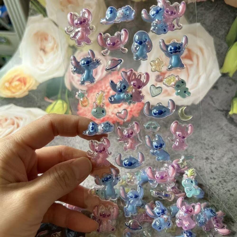 New Model Disney Lilo & Stitch Hollow Crystal Stickers Three-Dimensional Relief Diy Notebook Water Cup Phone Case Boy Girl Gift