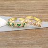 Nidin Shine Zircon Geometric Open Ring For Women Gold Plated Adjustable 5 Colors Female Wedding Aesthetic Jewelry Gift Wholesale