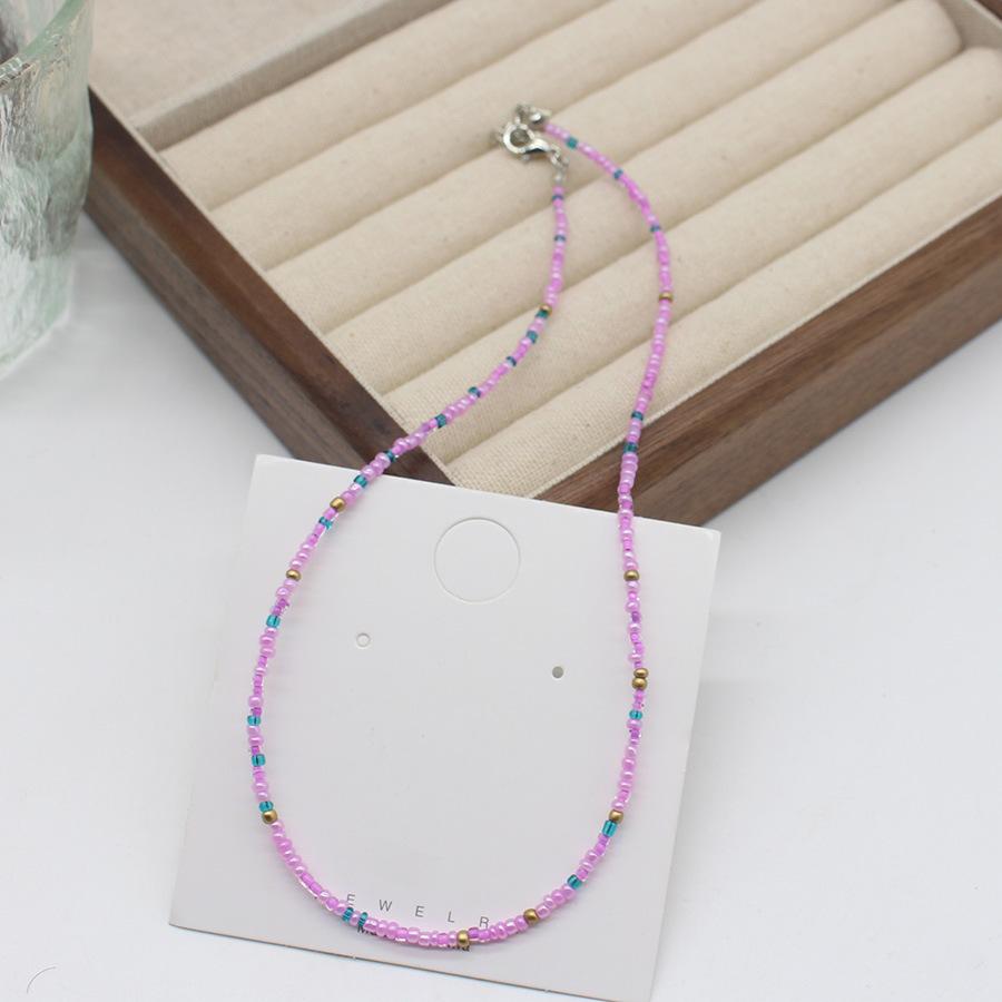 

Dopamine Colored Rice Bead Necklace Girl Wind Bohemian Beaded Neck Chain Collarbone Chain