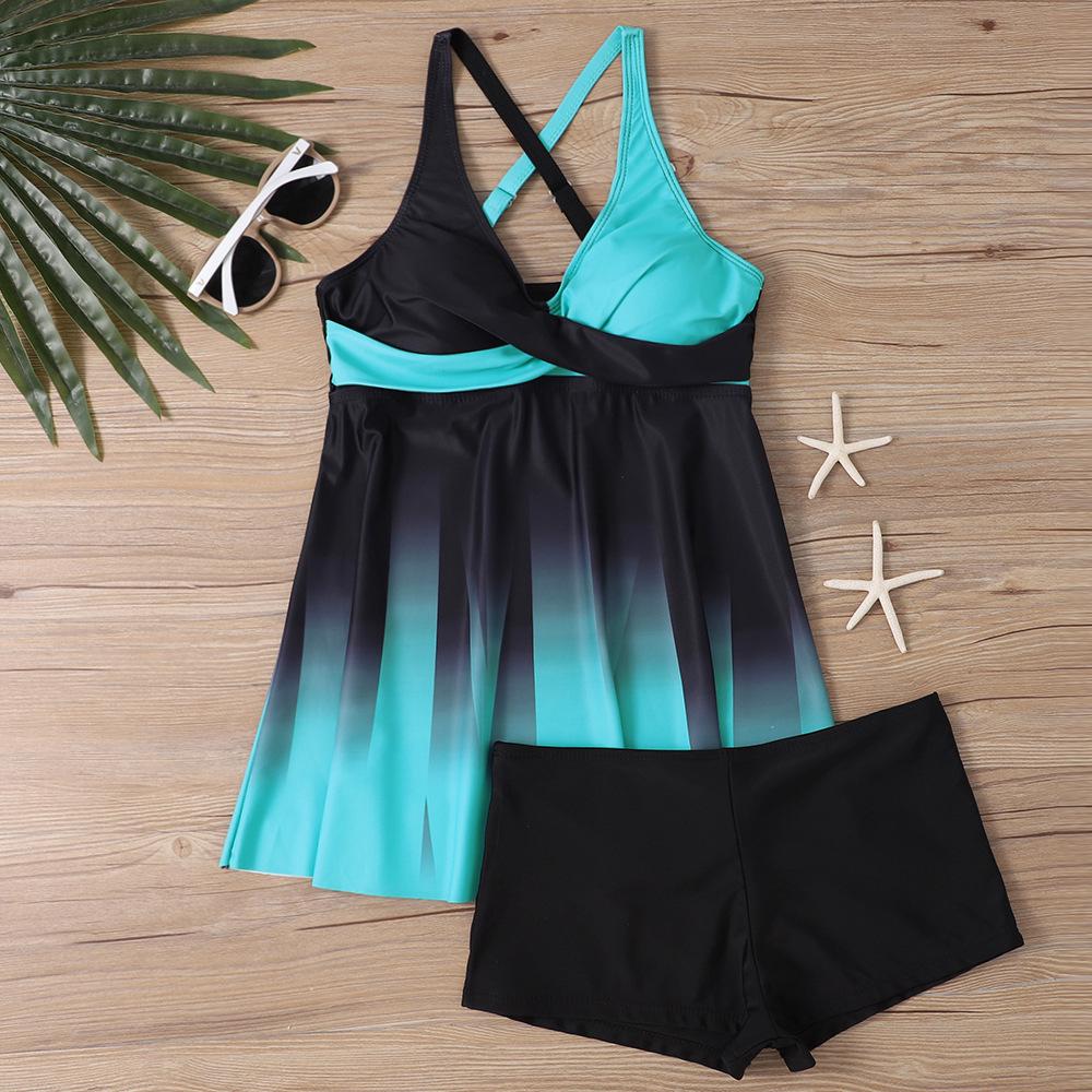 2025 Colorful Print Plus Size Tankini: Loose, Tummy-Covering, Conservative Swimsuit