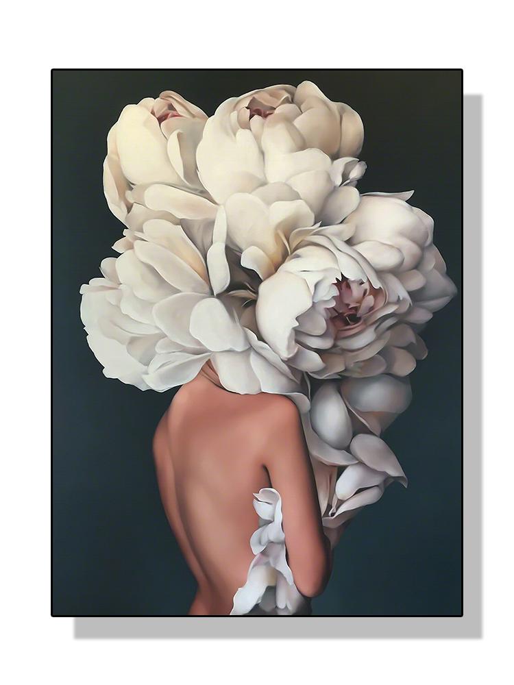 Modern Sexy Woman Flower Head Poster Canvas Painting Abstract Fashion Lady Wall Art for Living Room Decoration Home Cuadros