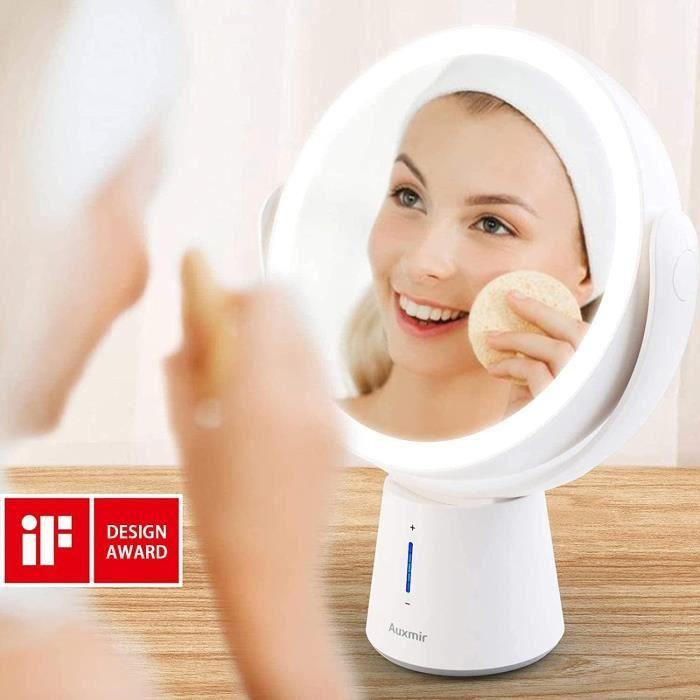 Auxmir 1X 10X Magnifying Mirror 360° Swivel Two Sides LED Lighted Makeup Mirror Adjustable 5 Brightness Levels. [6627]