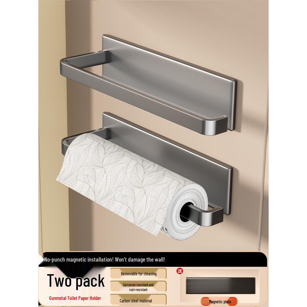 Magnetic Wall-Mounted Kitchen Organizer: Holds Paper Towels, Wraps, and Trash Bags.