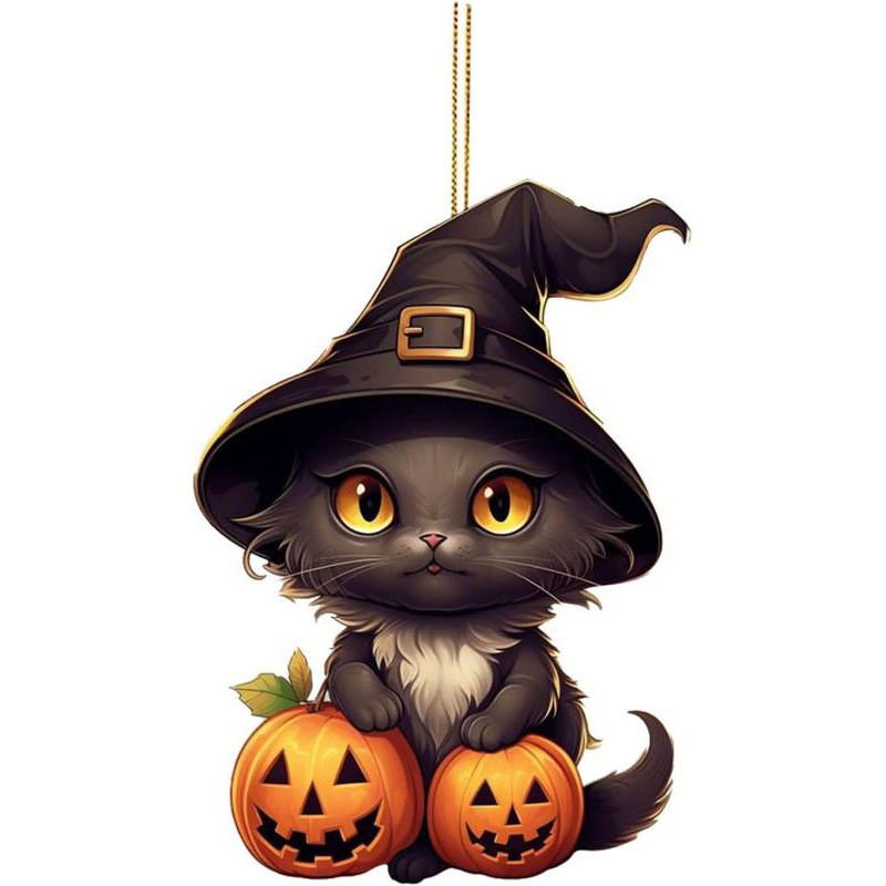 Cartoon Acrylic Colorful Cat Ornament For Holiday Tree And Auto Fun Decoration